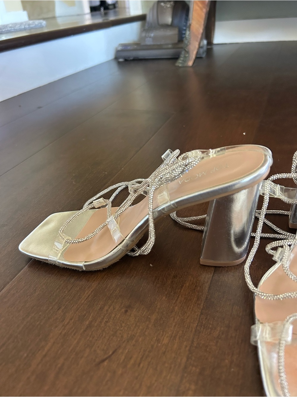TOP Moda Silver Rhinestone Wrap Sandals - Picture 2 of 6